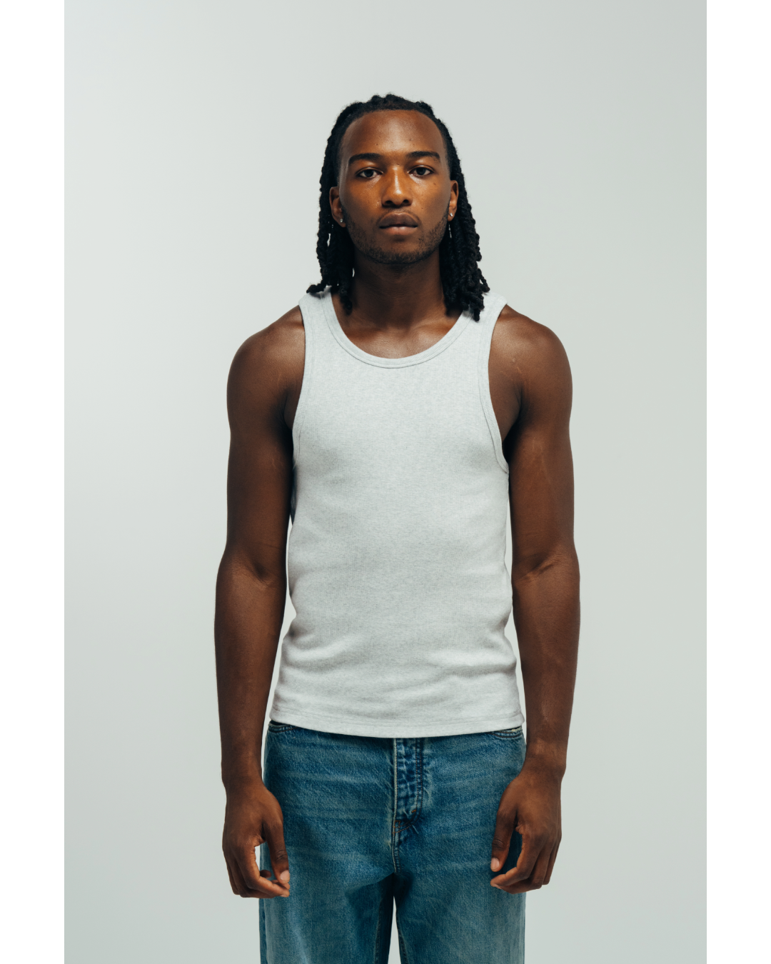 RIBBED TANK - GREY