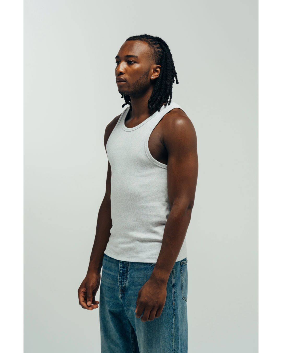 RIBBED TANK - GREY
